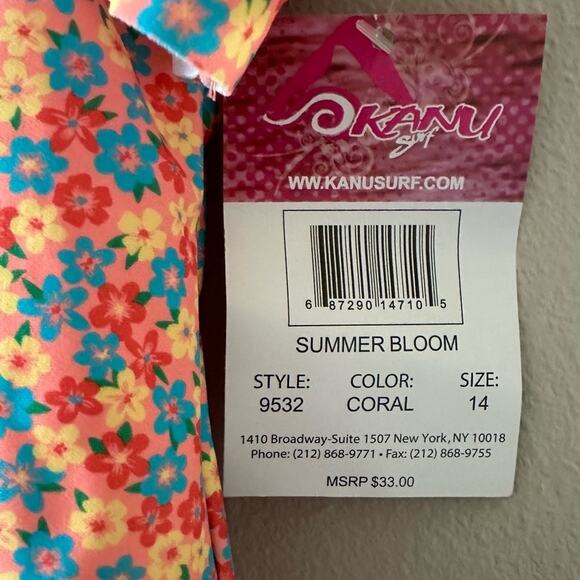 KAVU Floral Coral Summer Bloom One Piece Swimsuit NEW - Picture 5 of 8